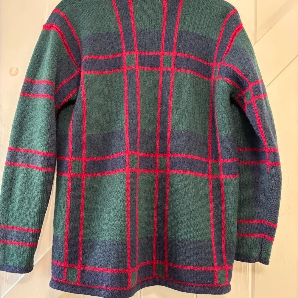 Pendelton Wool Cardigan Embroidered Plaid Green Red Navy Classic Winter Cozy L - Picture 4 of 8